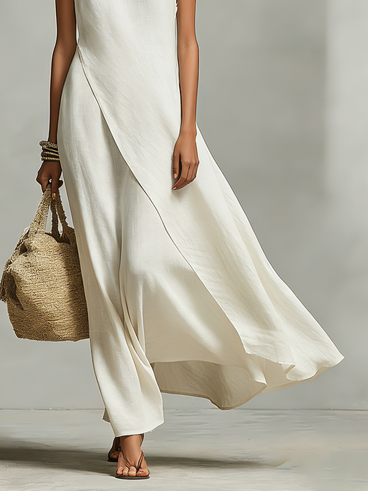 Flowy Sleeveless Linen Maxi Dress