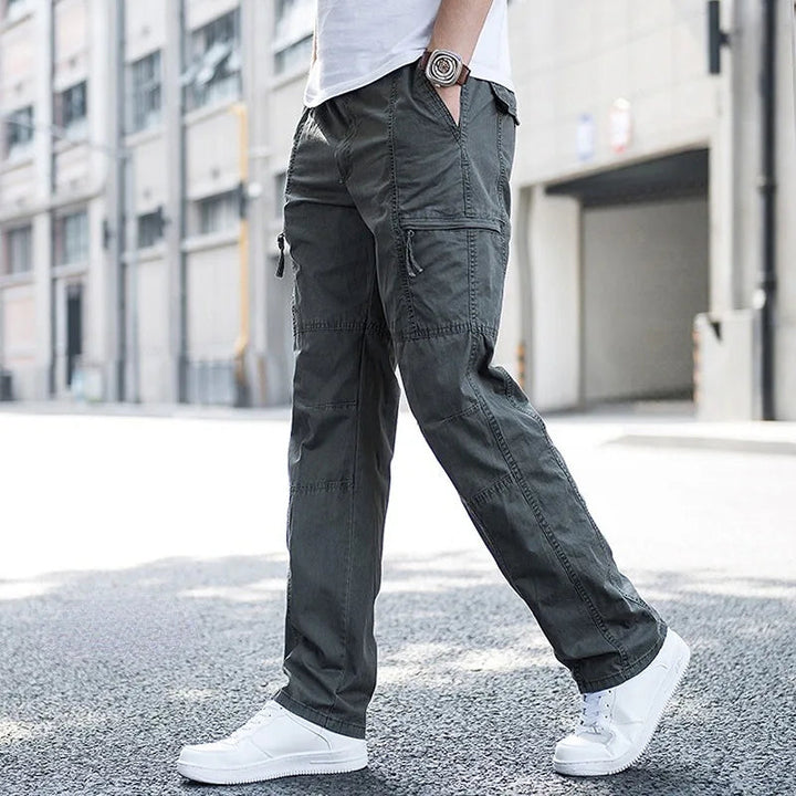 Men's Cotton Cargo Pants with Zip Pockets