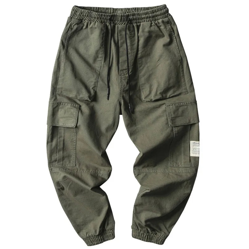 Men's Cotton Cargo Joggers with Elastic Cuffs