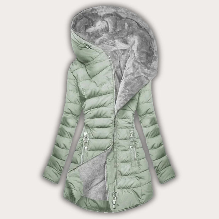 Women's Quilted Puffer Jacket with Fleece-Lined Hood