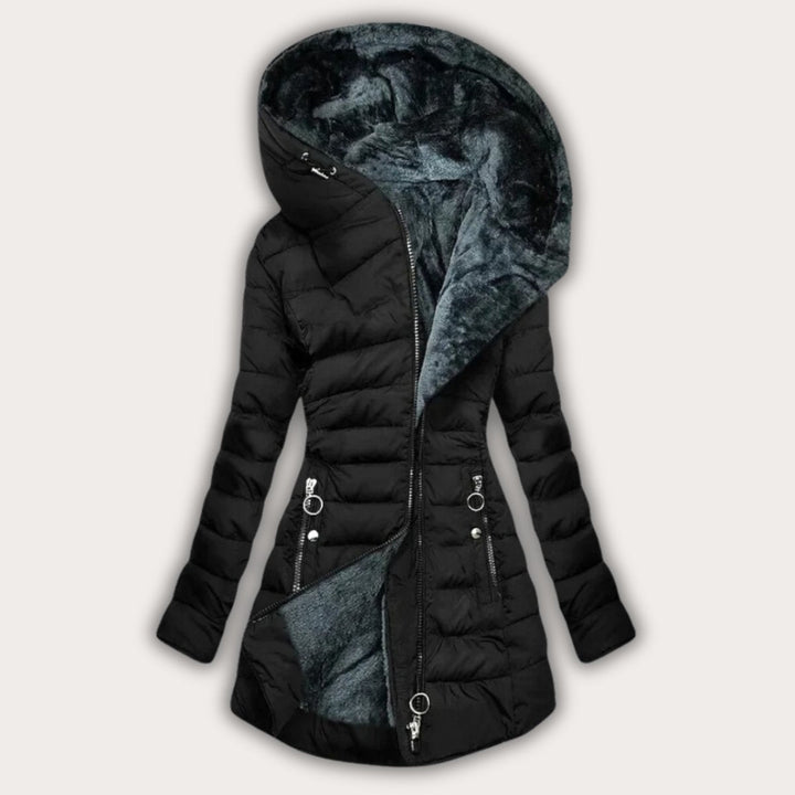 Women's Quilted Puffer Jacket with Fleece-Lined Hood