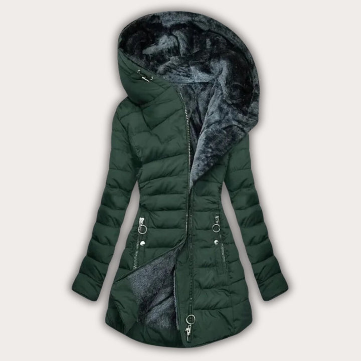 Women's Quilted Puffer Jacket with Fleece-Lined Hood