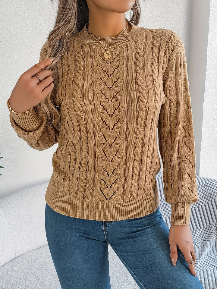 Women's Cable Knit Pointelle Sweater