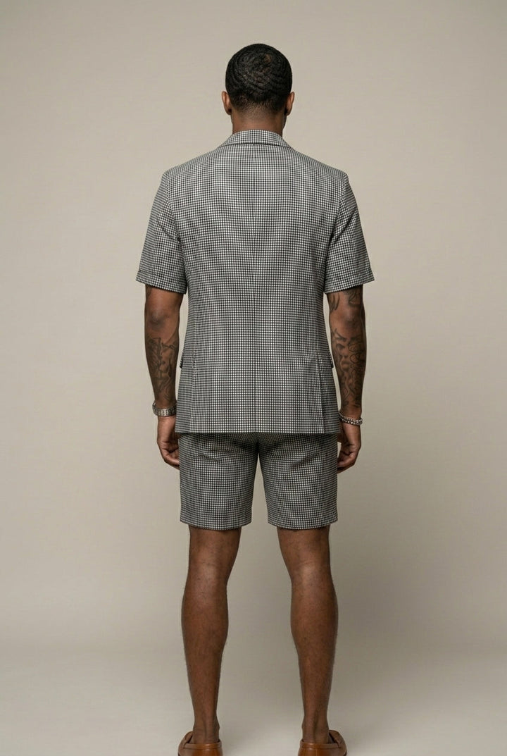 Men's Checkered Blazer and Shorts Set