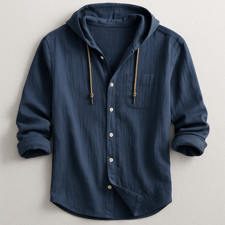 Men's Hooded Button Up Shirt