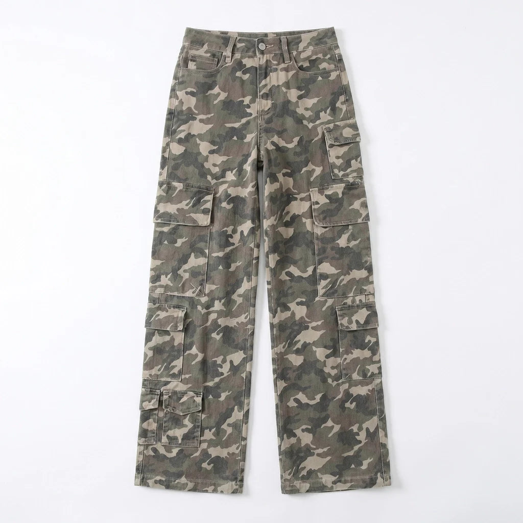 High Waisted Camo Cargo Pants