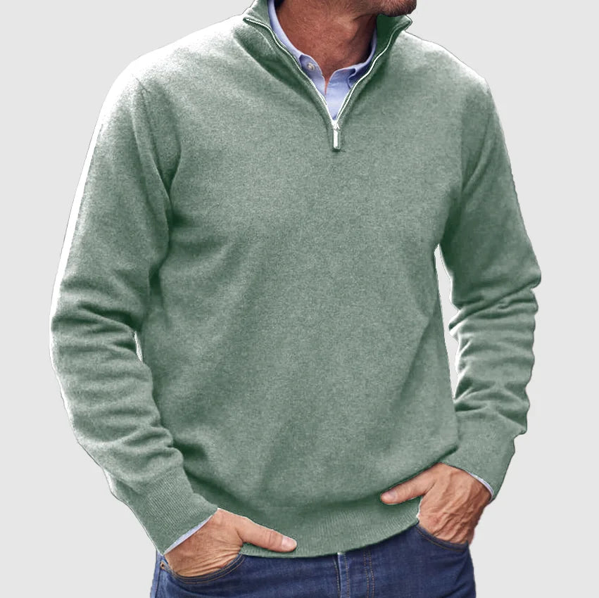 Men's Quarter Zip Mock Neck Sweater