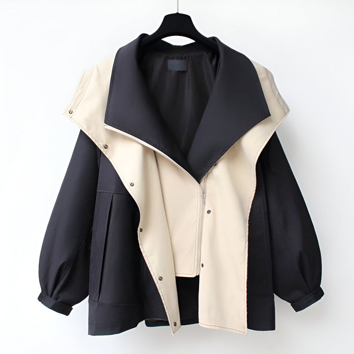 Women's Oversized Contrast Collar Utility Jacket