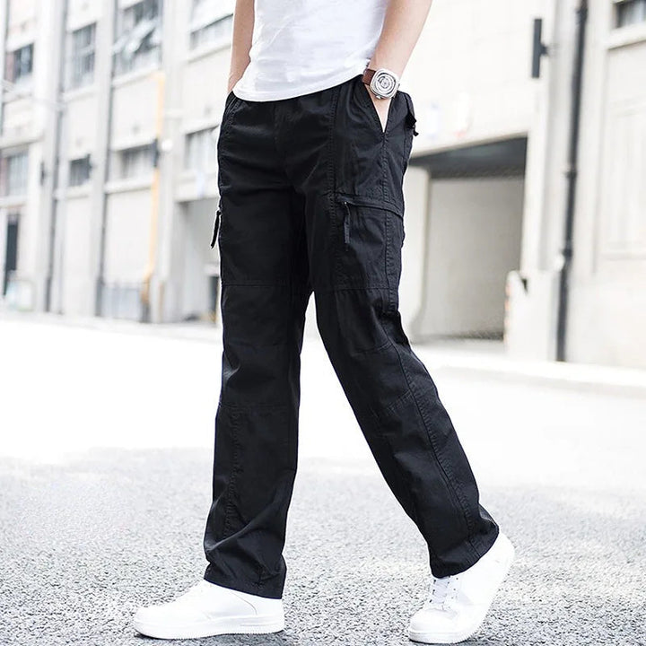 Men's Cotton Cargo Pants with Zip Pockets