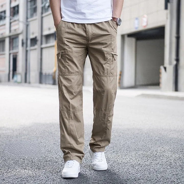 Men's Cotton Cargo Pants with Zip Pockets