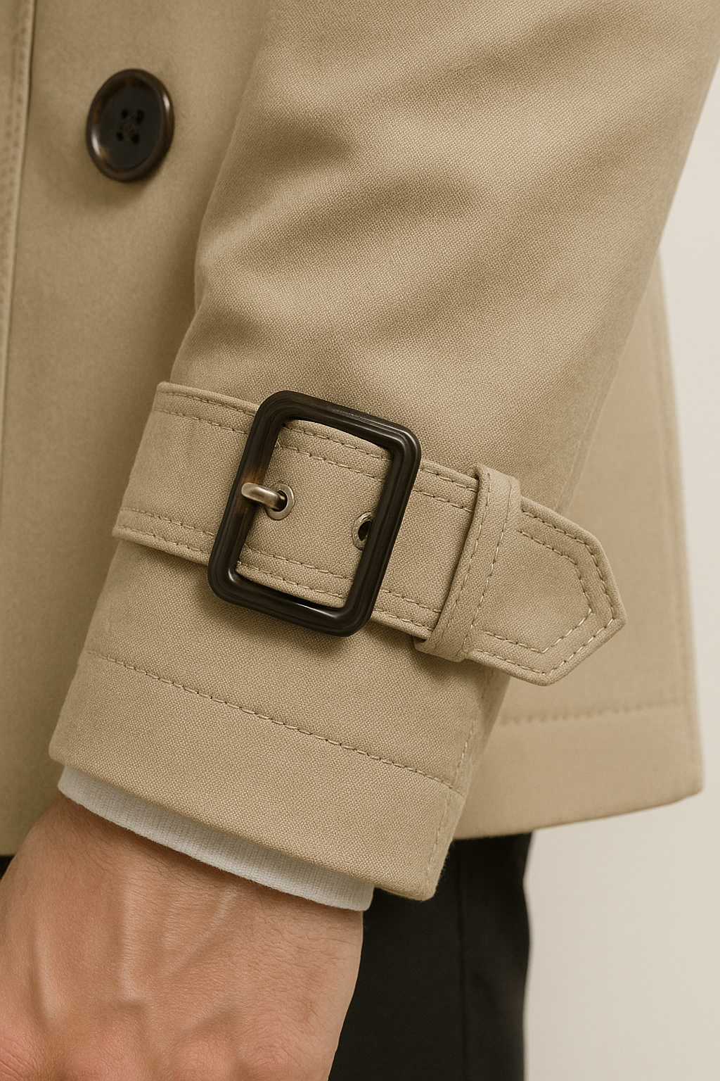 Men's Trench Coat with Zip Chest Pocket