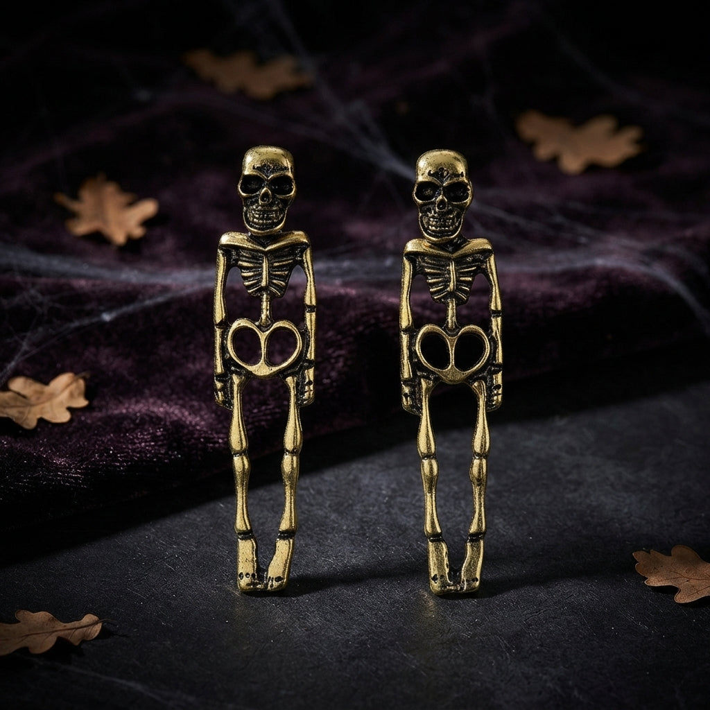 Women's Skull Stud Skeleton Drop Halloween Earrings