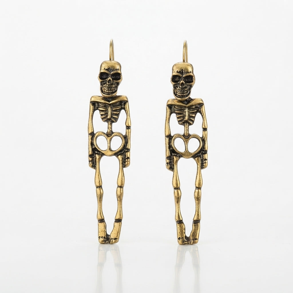 Women's Skull Stud Skeleton Drop Halloween Earrings