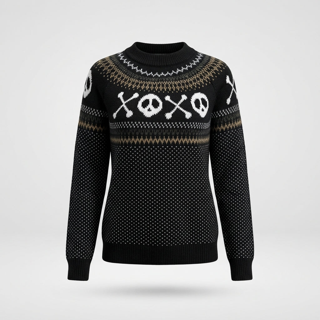 Women's Skull Print Halloween Knit Sweater