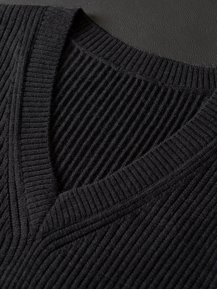 Men's Ribbed Knit V-Neck Sweater Vest