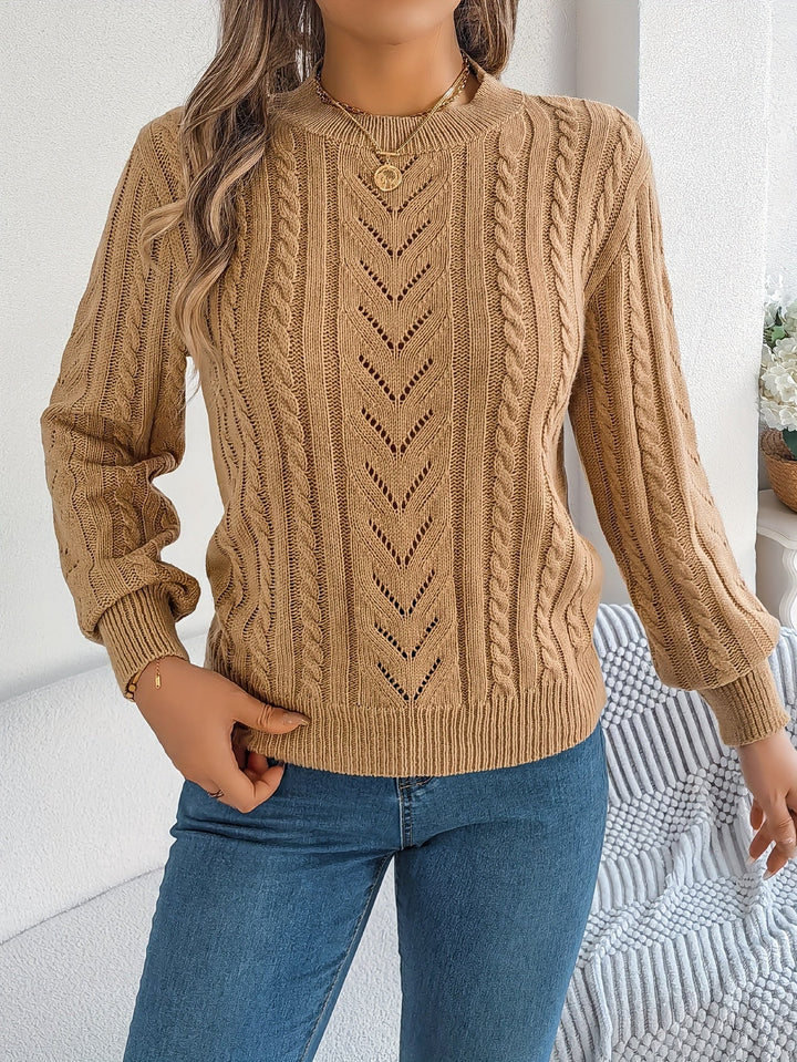 Women's Cable Knit Pointelle Sweater