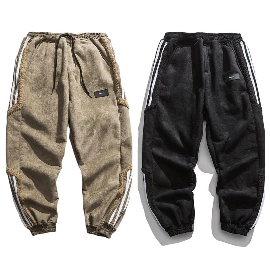 Men's Sherpa-Lined Jogger Pants with Side Stripes