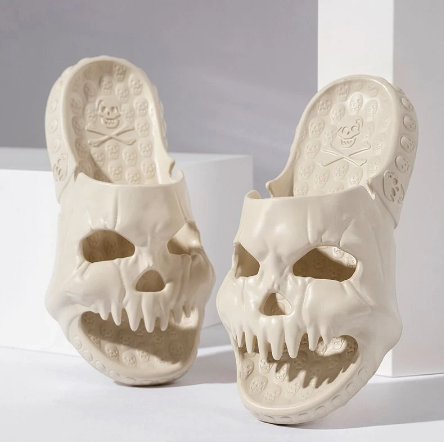 Skull Face Halloween Slide Slippers