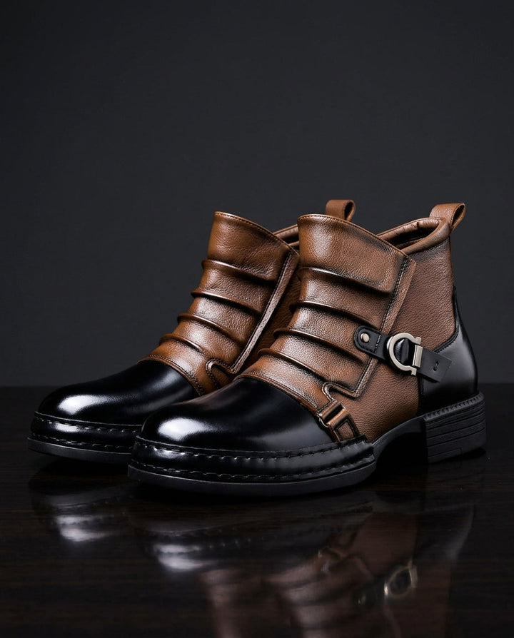 Men's Leather Buckle Strap Ankle Boots