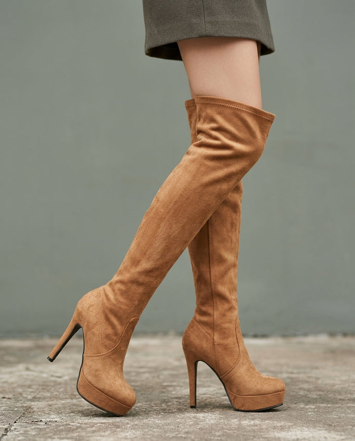 Women's Suede Over-the-Knee Boots with Stiletto Heel