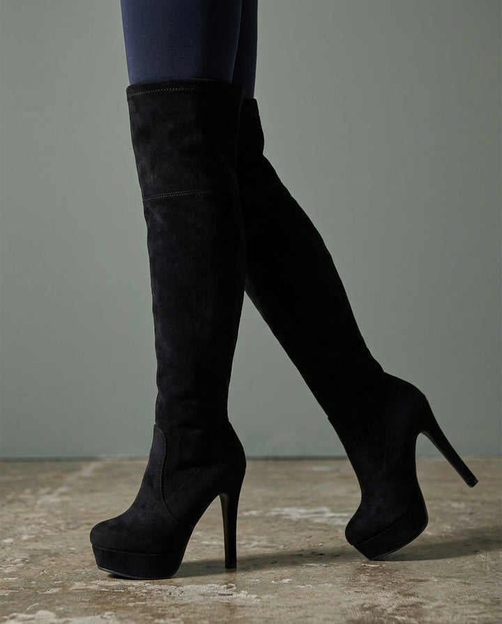 Women's Suede Over-the-Knee Boots with Stiletto Heel