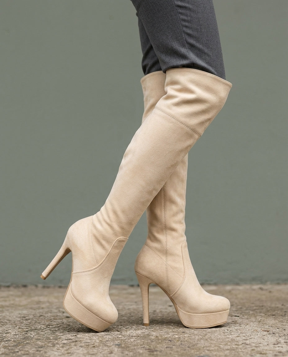 Women's Suede Over-the-Knee Boots with Stiletto Heel