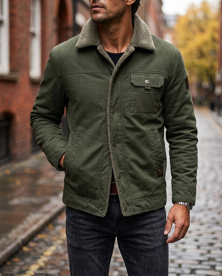 Men's Sherpa-Lined Cotton Trucker Jacket