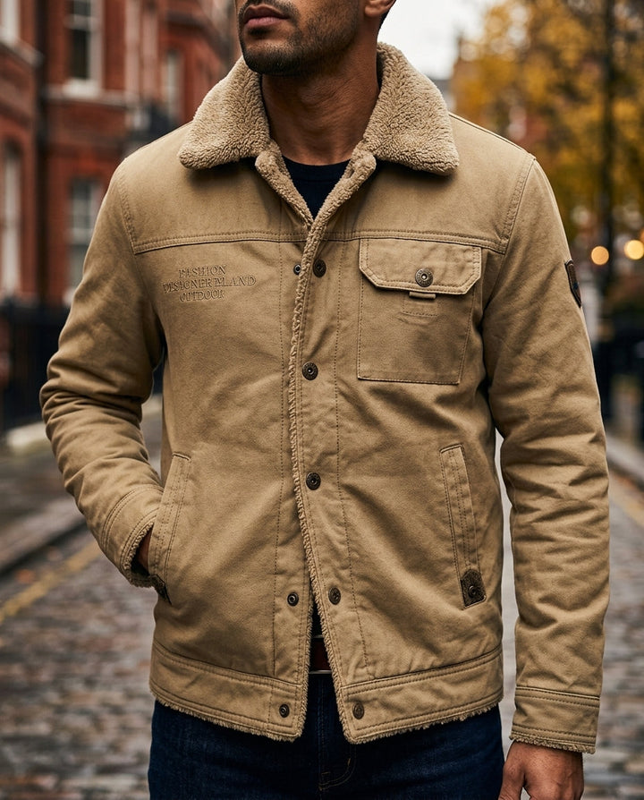 Men's Sherpa-Lined Cotton Trucker Jacket