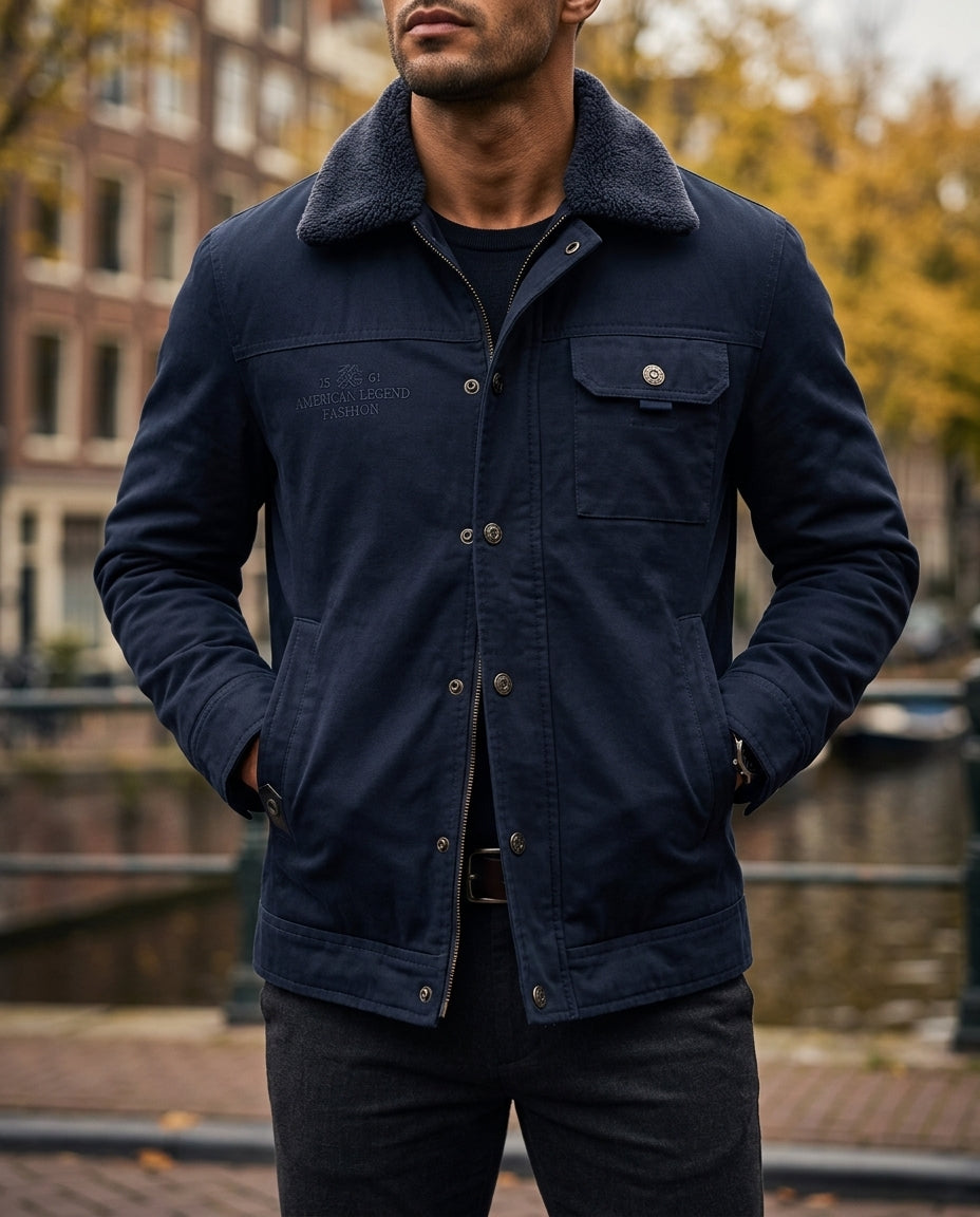 Men's Sherpa-Lined Cotton Trucker Jacket