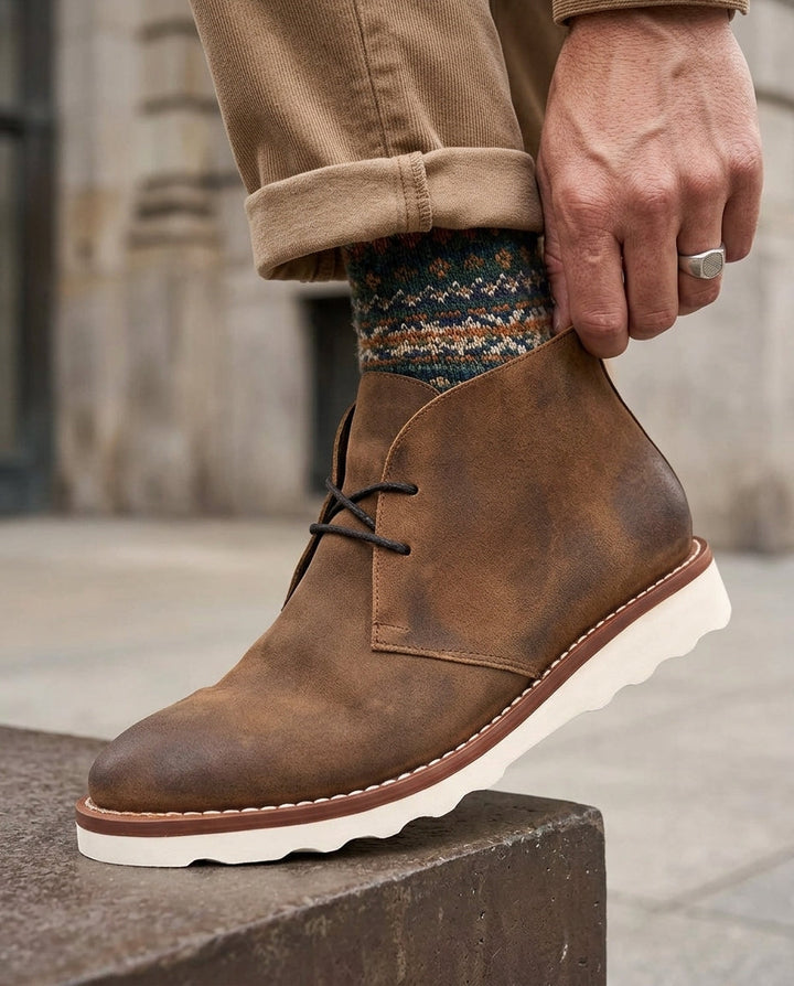 Men's Suede Chukka Boots with Contrast Sole