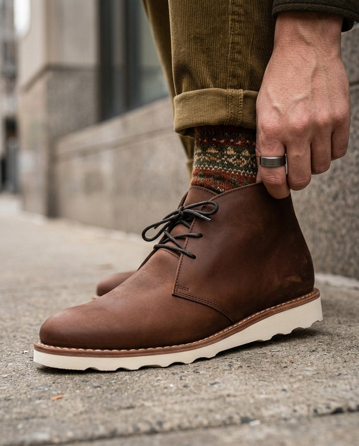 Men's Suede Chukka Boots with Contrast Sole
