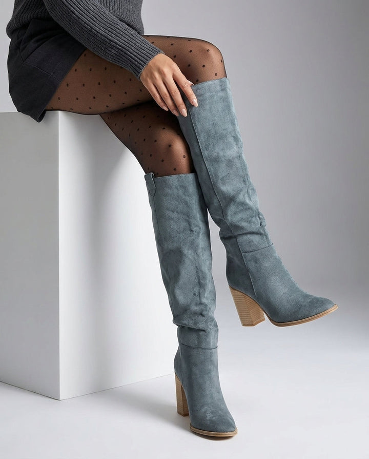 Women's Suede Over-the-Knee Block Heel Boots