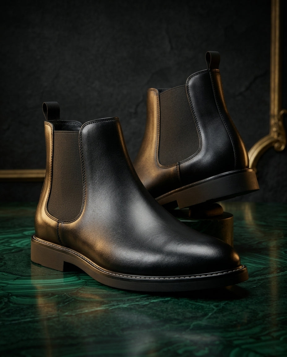 Men's Leather Chelsea Boots with Pull Tab