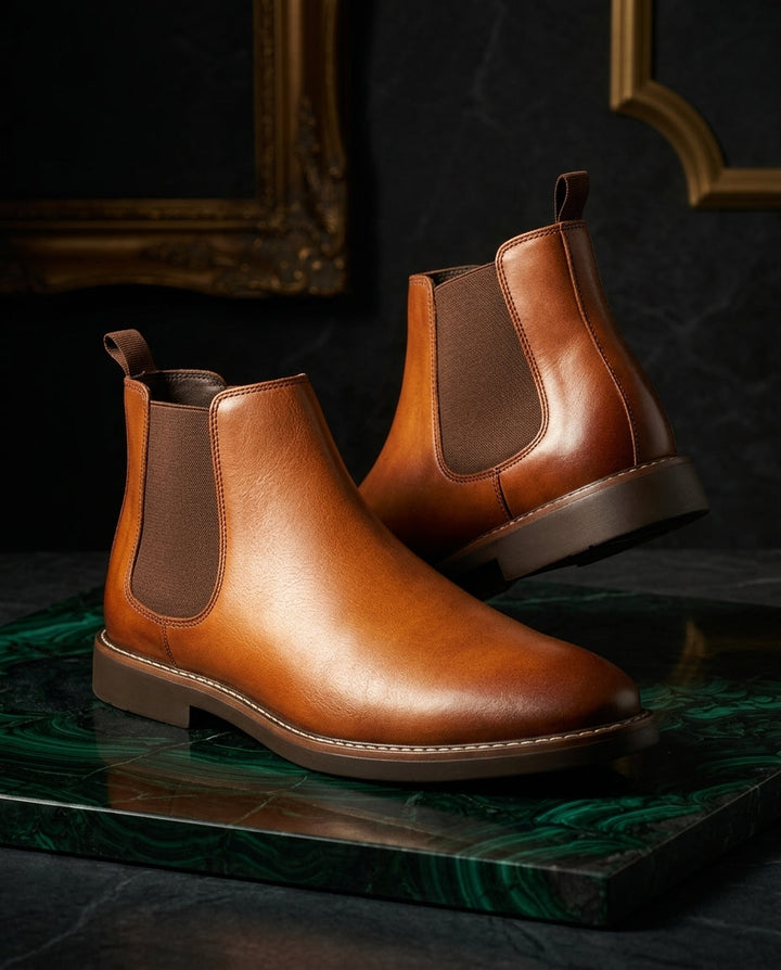 Men's Leather Chelsea Boots with Pull Tab