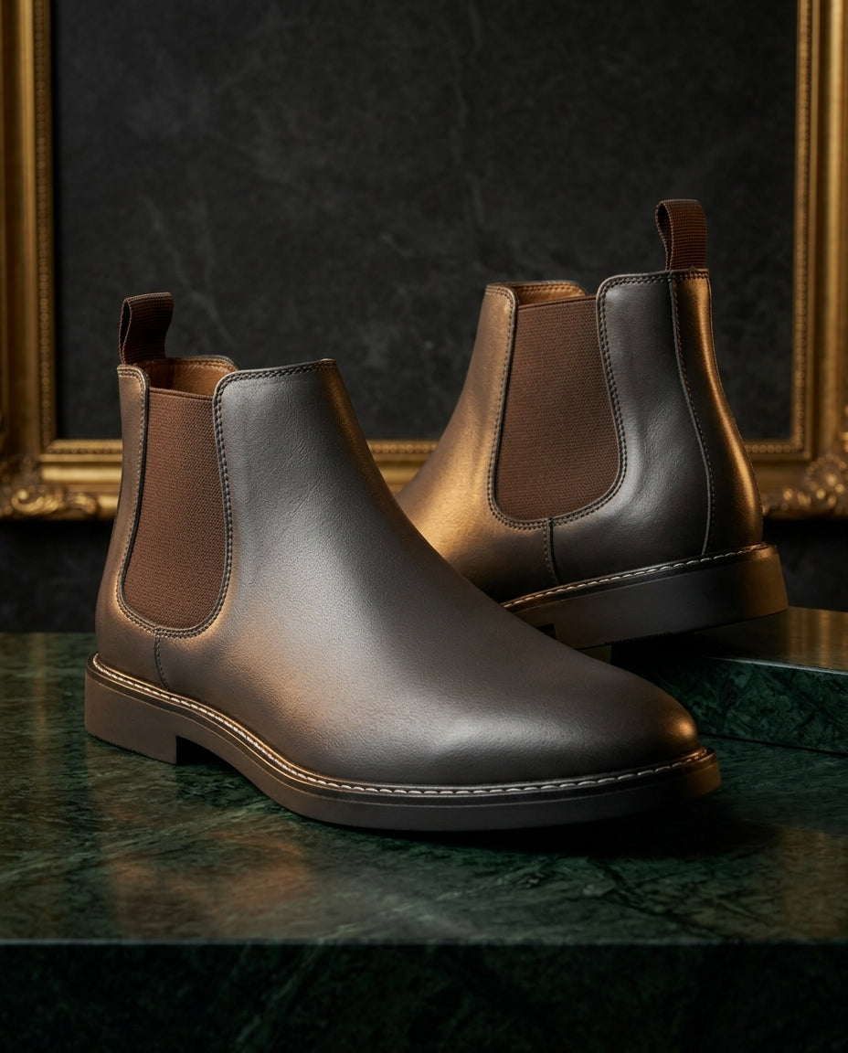 Men's Leather Chelsea Boots with Pull Tab