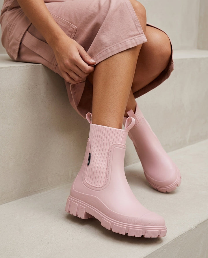 Women's Platform Chelsea Boots with Ribbed Knit Cuff