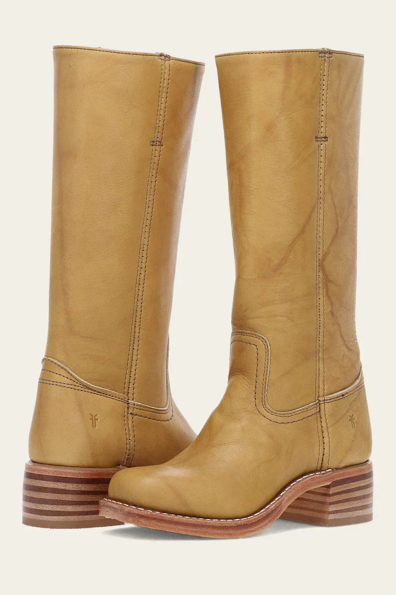 Women's Mid Calf Western Boots with Stacked Block Heel