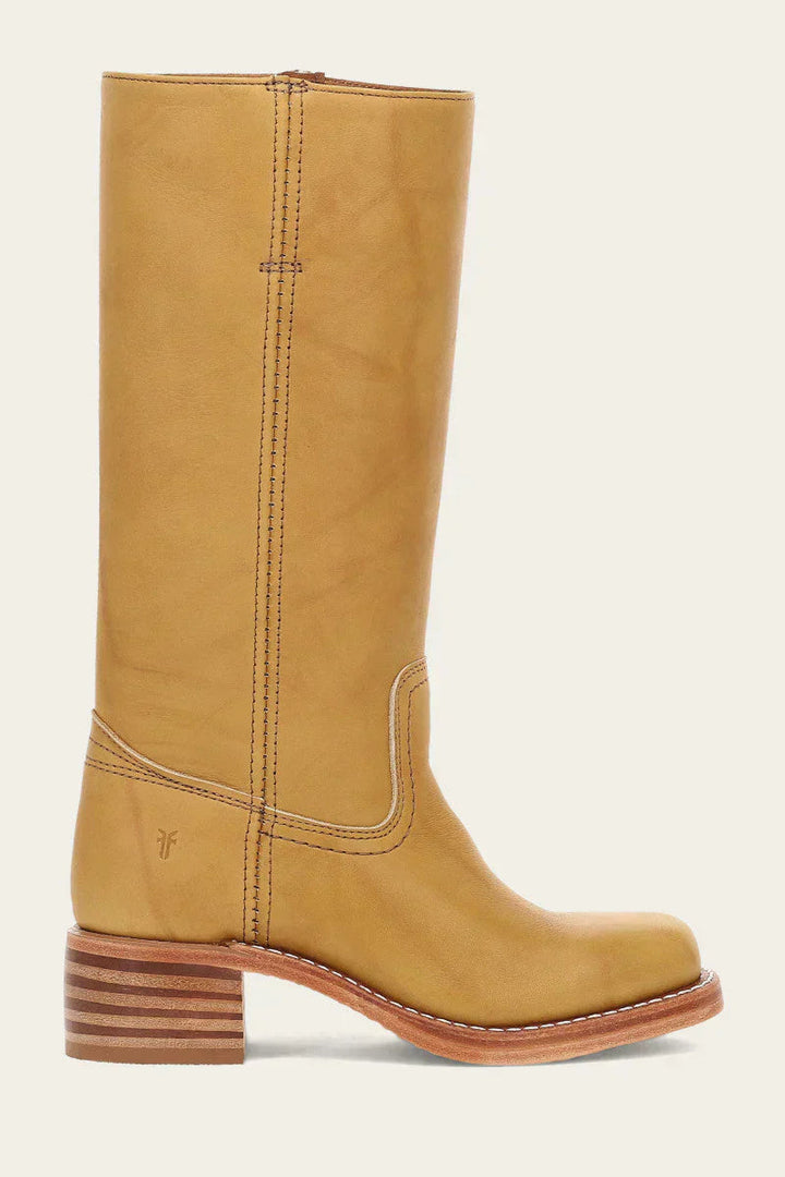 Women's Leather Knee-High Boots with Stacked Heel