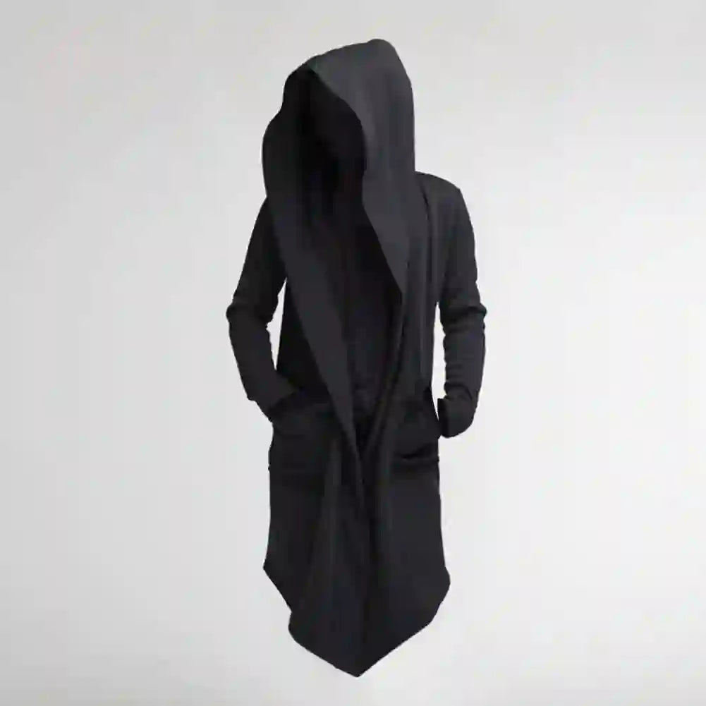 Men's Longline Hooded Open Front Cardigan with Pockets