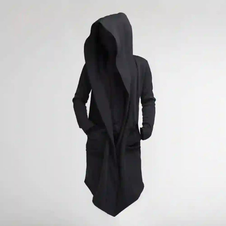 Men's Longline Hooded Open Front Cardigan with Pockets