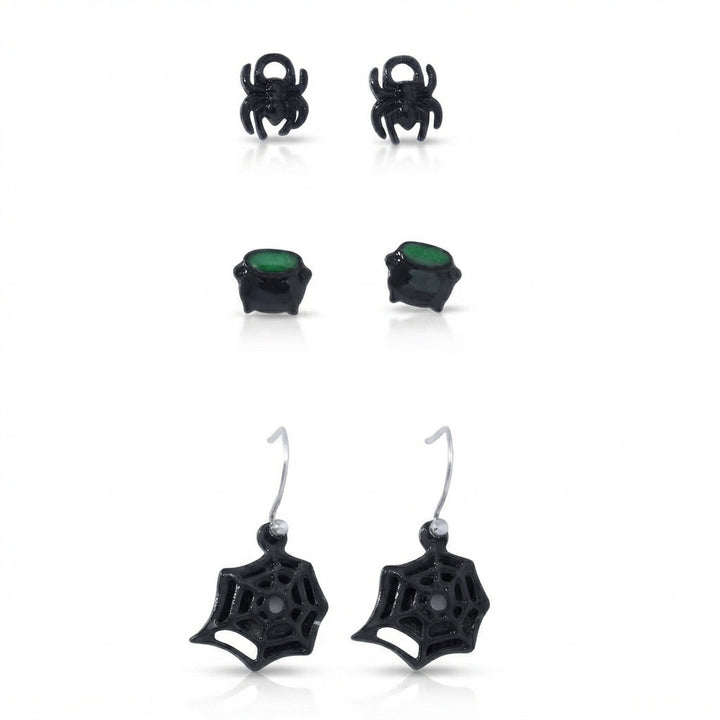 Women's Halloween Spider Cauldron Stud Earrings Set