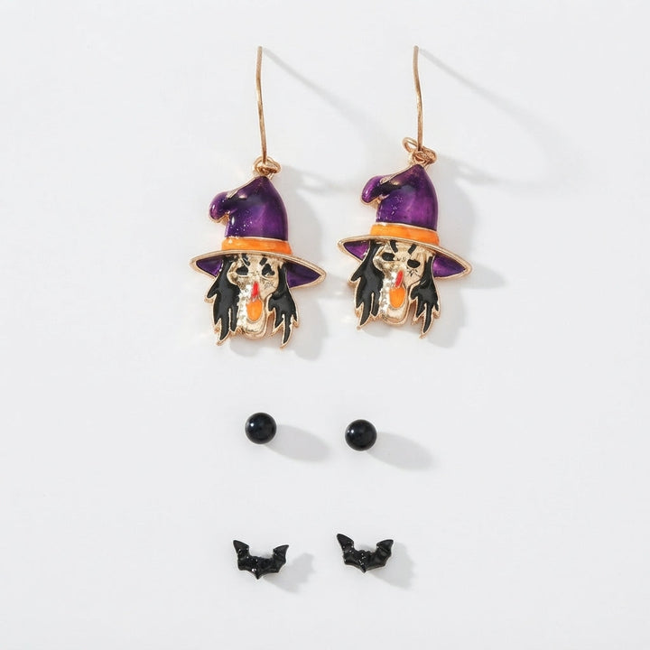 Women's Halloween Spider Cauldron Stud Earrings Set
