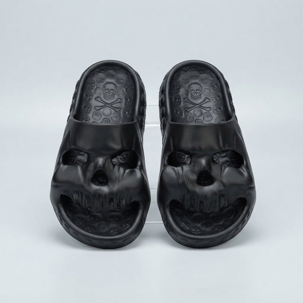 Skull Face Halloween Slide Slippers