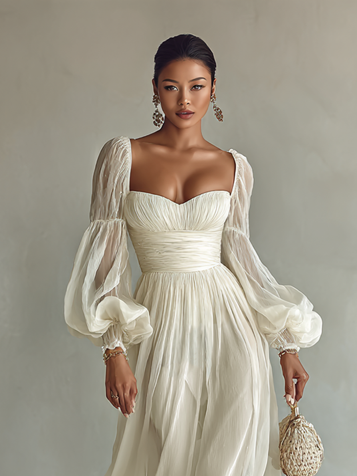 Elegant Sweetheart Neck Maxi Dress