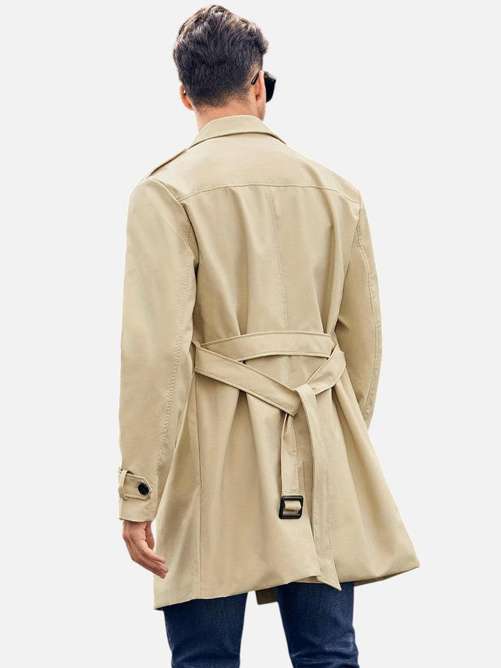 Men's Double Breasted Trench Coat with Button Front