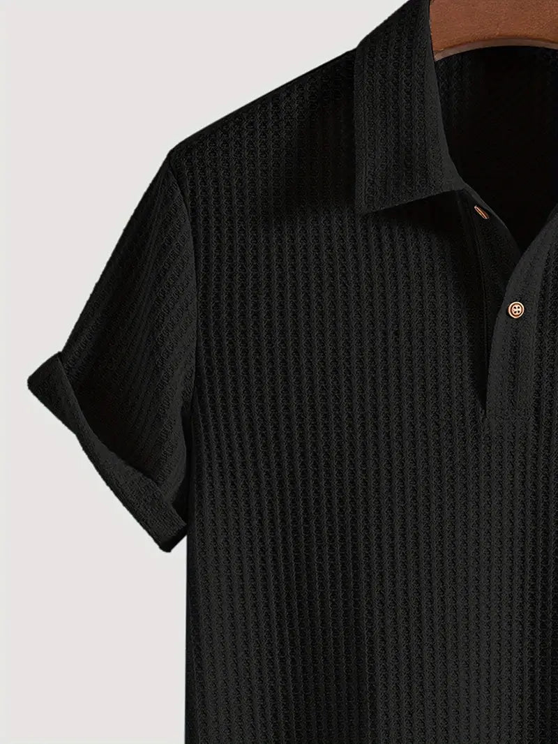 Textured Knit Polo Shirt for Men