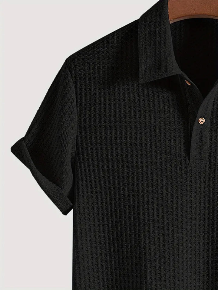 Textured Knit Polo Shirt for Men