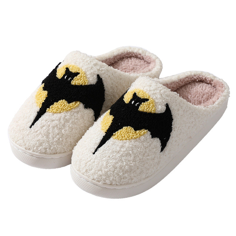 Bat Print Fleece Halloween Slippers with Cosy Lining