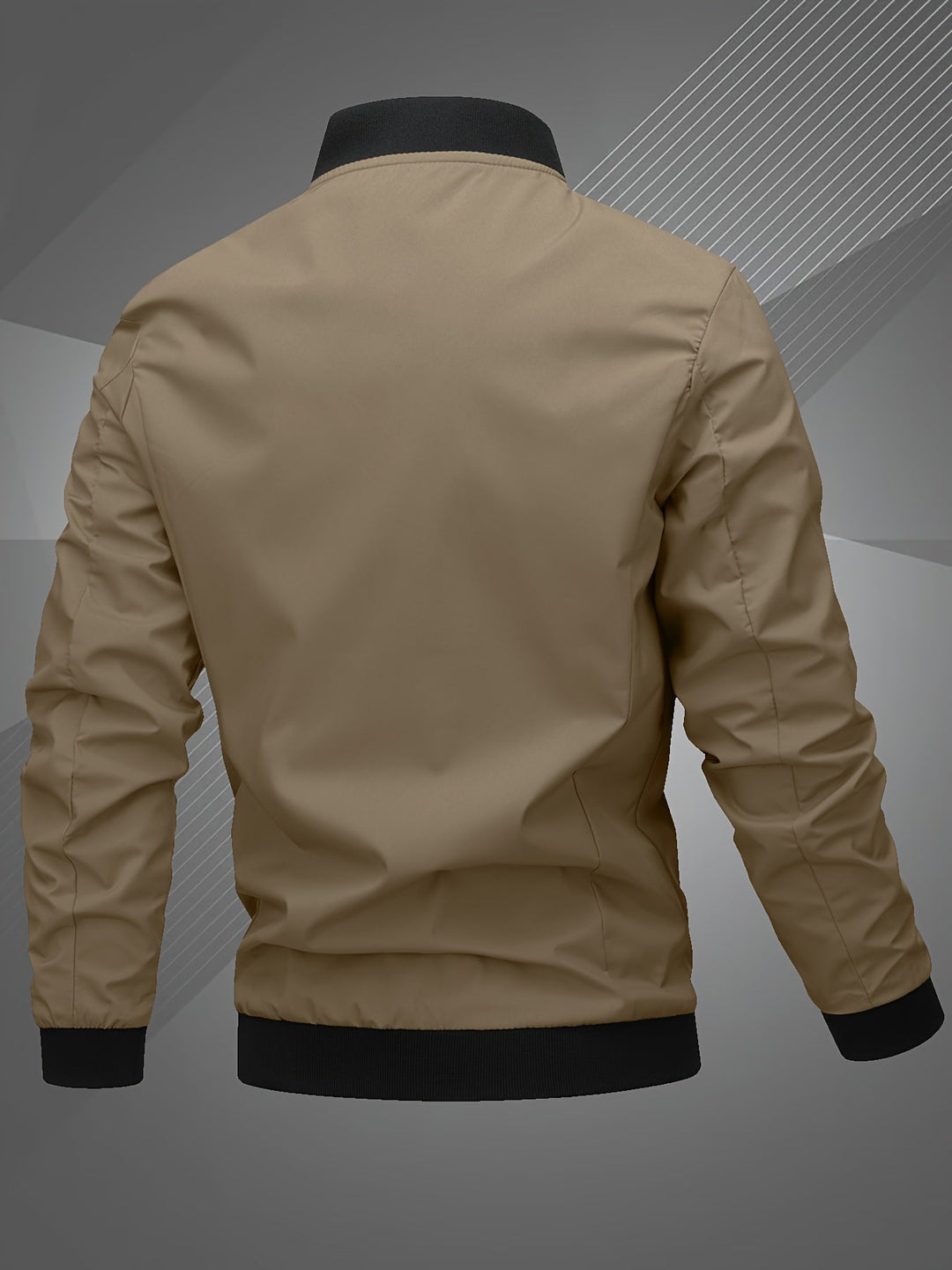 Men's Zip-Up Bomber Jacket with Ribbed Trim