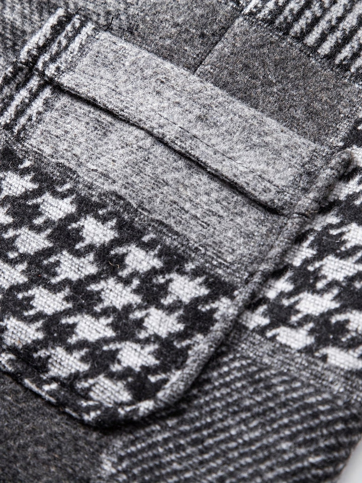 Men's Patchwork Tweed Suit Vest with Notch Lapel